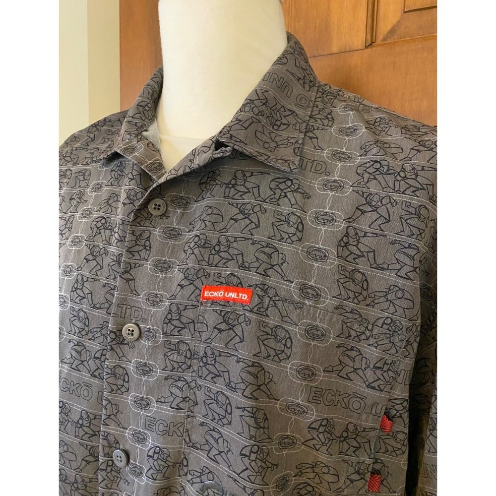 ECKO UNLTD Complex Silver Surfer Graphic‎ Button Down Shirt XL Hip Hop Y2K- RARE